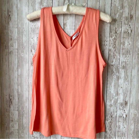 Awake Tops - Awake V-Neck V-Back Bright Coral Tank Top Size XL